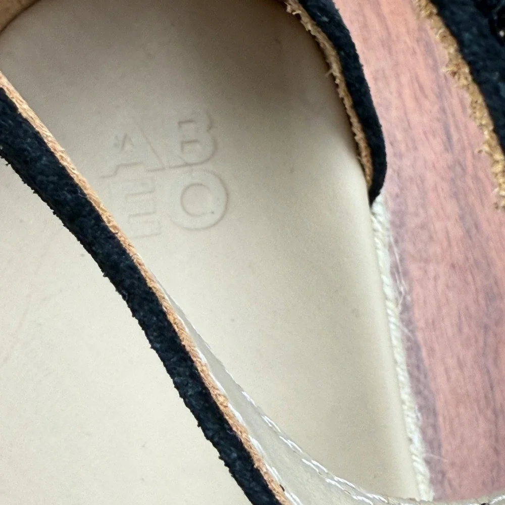 ABEO Cecile Riviera Ankle Espadrille Wedge Sandal Women 6 Metatarsal Black Suede - Picture 12 of 14